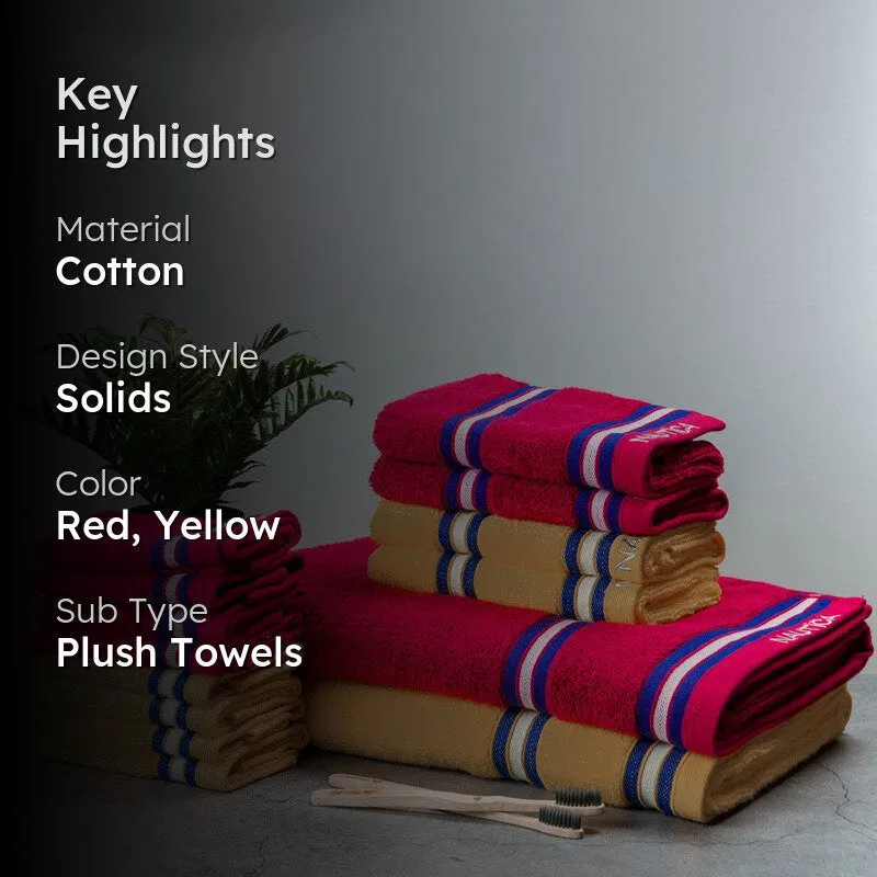 Nautica Dove Down Cotton Towel Set (Red & Beige) - Fourteen Piece Set media 2