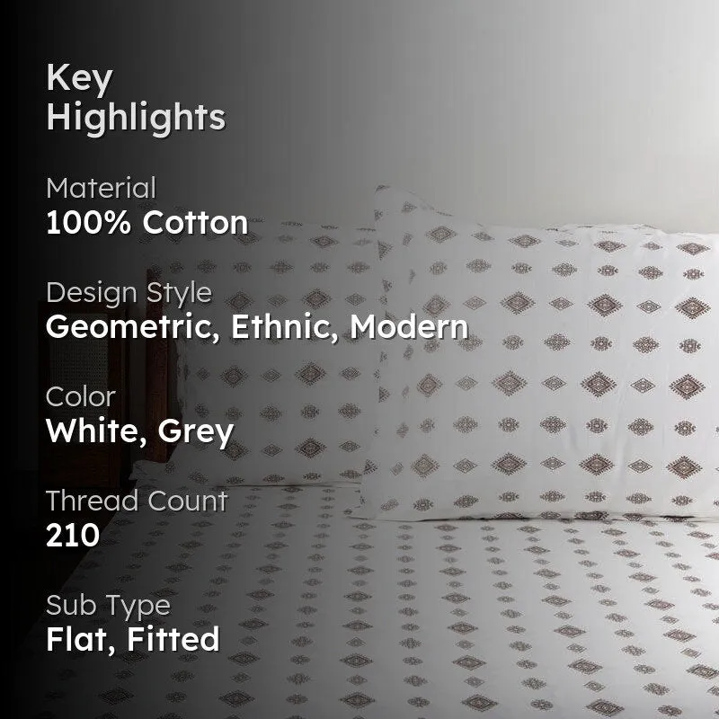 Swayam White Divinity Cotton Bedsheet - 210 TC media 2