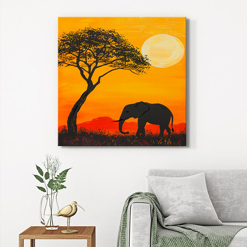 Wild Elephant At Dusk Wall Painting