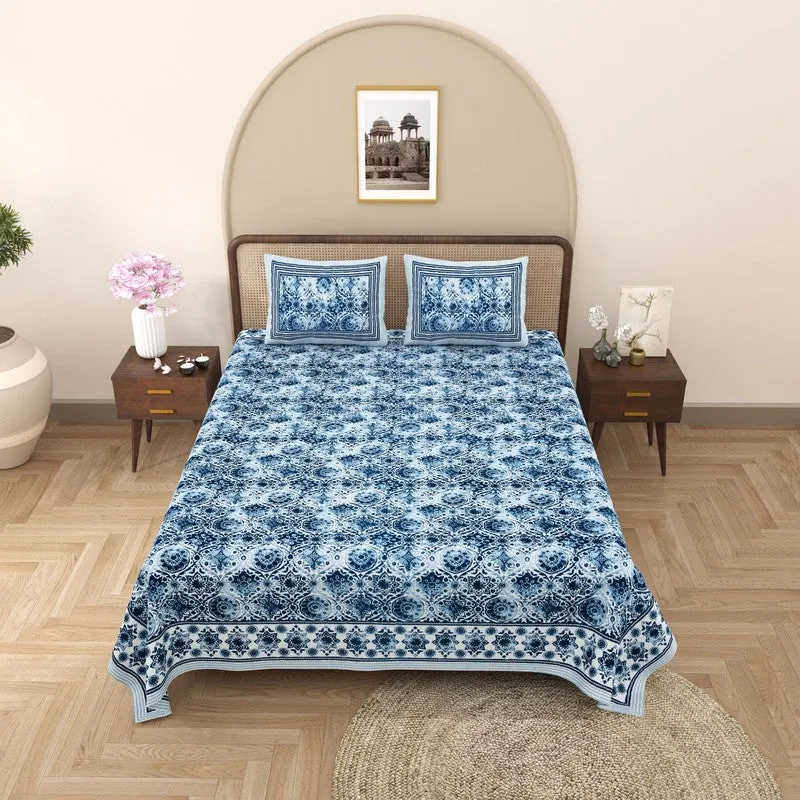 Loomet Cotton Bedsheet (Blue) - 240 TC media 3