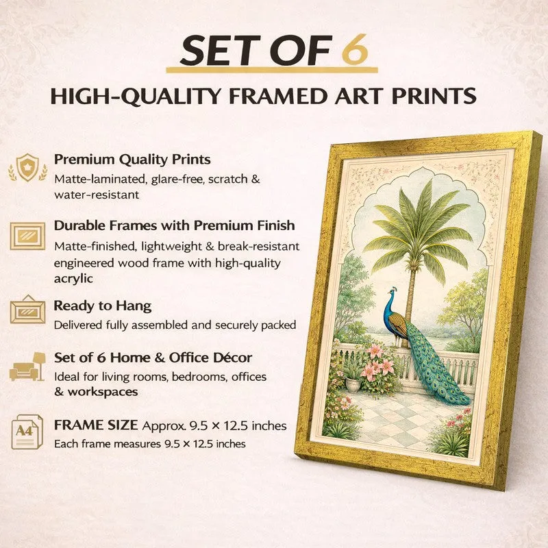 Elysian Paper Wall Painting With Frame - Set Of Six media 9