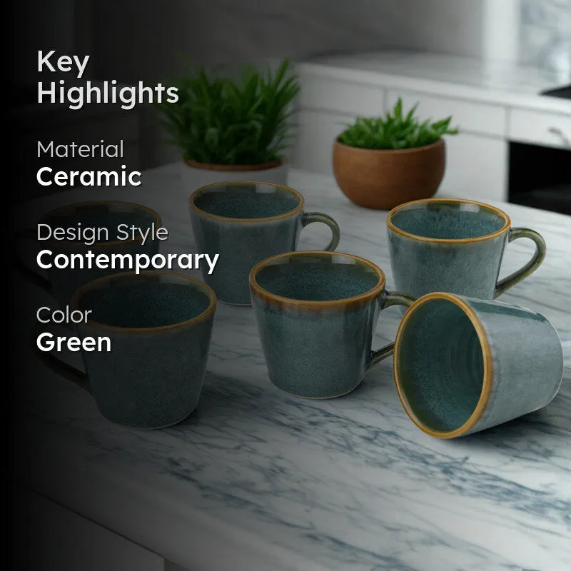 Elegant Ceramic Tea Cup (175 mL Each) - Set of Six media 2