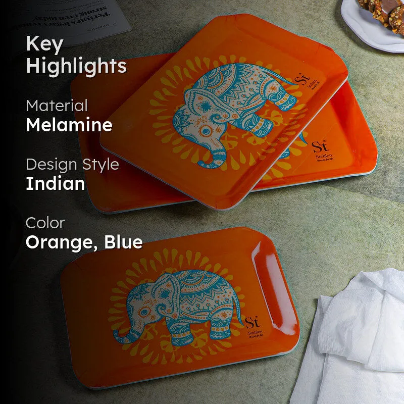 Vibrant Haathi Melamine Serving Tray - Set Of Three media 2