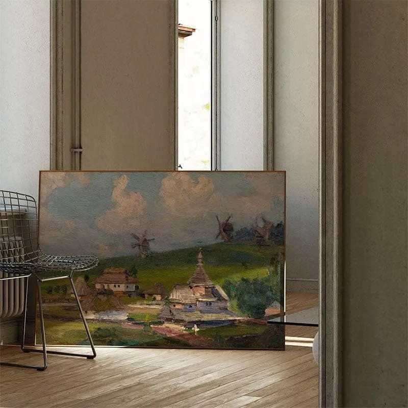 Oil Paint Landscape Wall Painting - Black Frame media 3