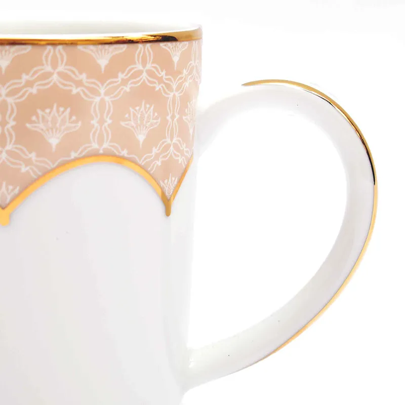 Gilded Legacy Slim 24k Gold Brushed Porcelain Coffee Mug (280 mL Each/Peach) - Set Of Six media 5