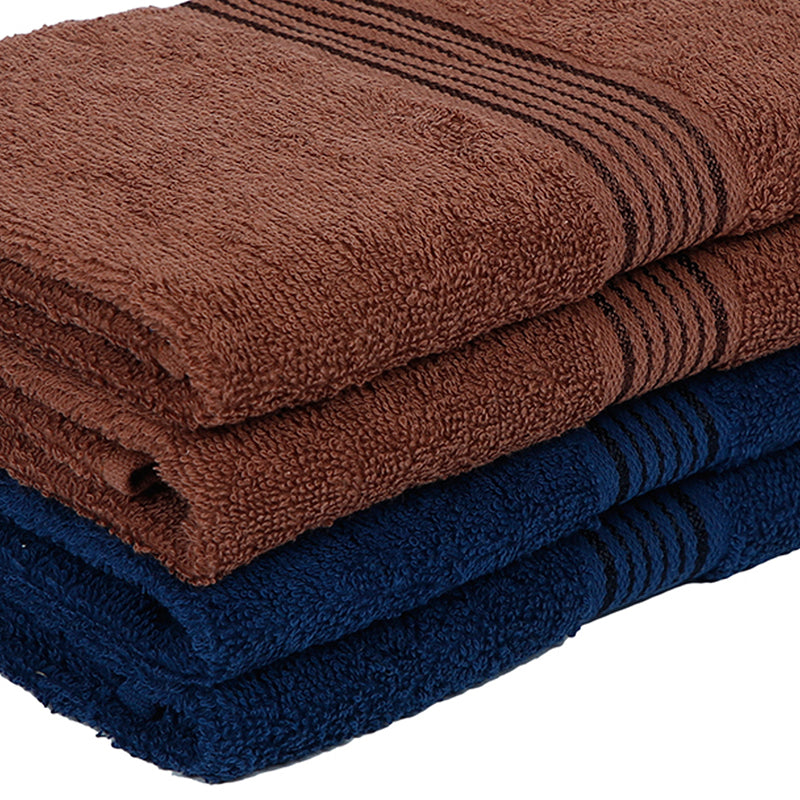 Pluma Cotton Hand & Face Towel (Brown & Navy Blue) - Set Of Four media 4