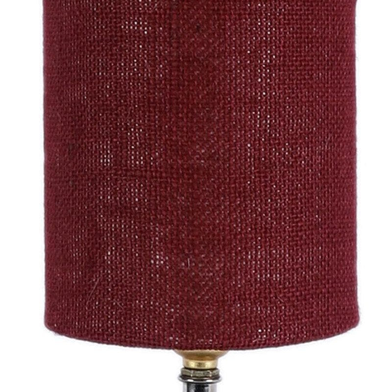 Rustic Wood & Fabric Table Lamp - Red,Brown media 6