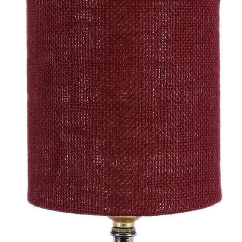 Rustic Wood & Fabric Table Lamp - Red,Brown media 6