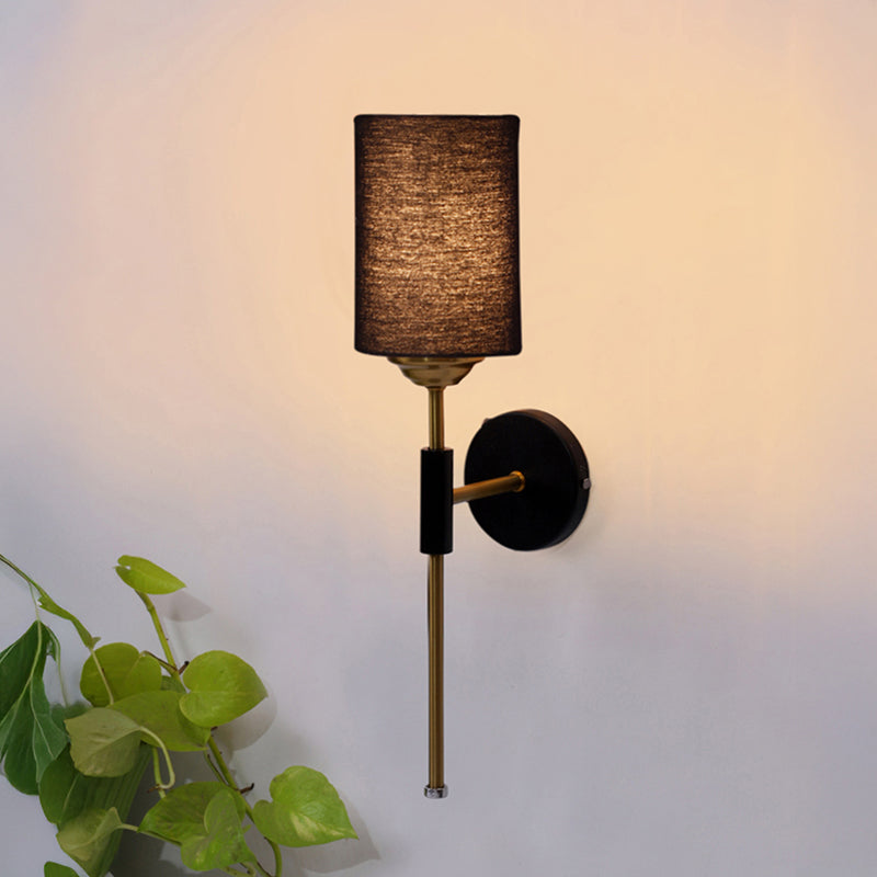 Beryll Cylindrical Steel & Cotton Wall Lamp - Black