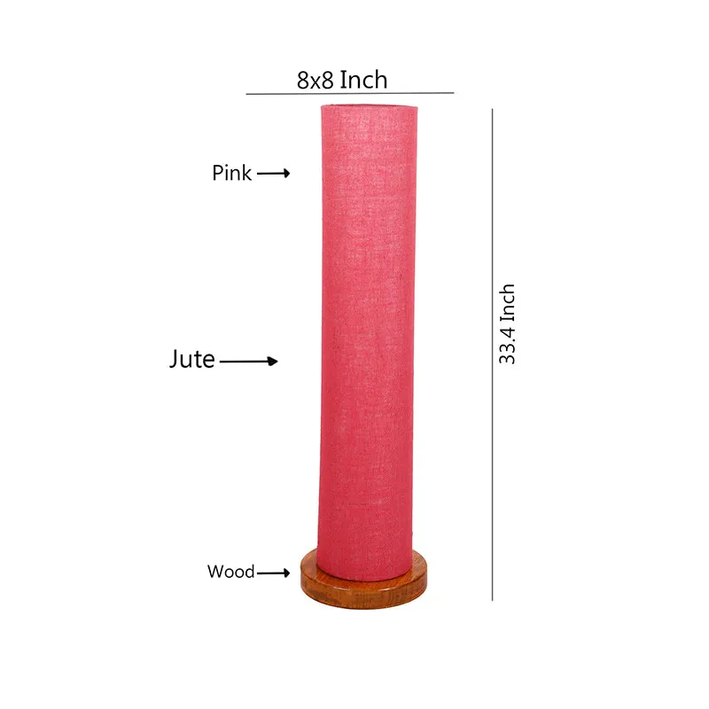 Agia Wooden Tower Floor Lamp With Jute Shade - Pink media 5