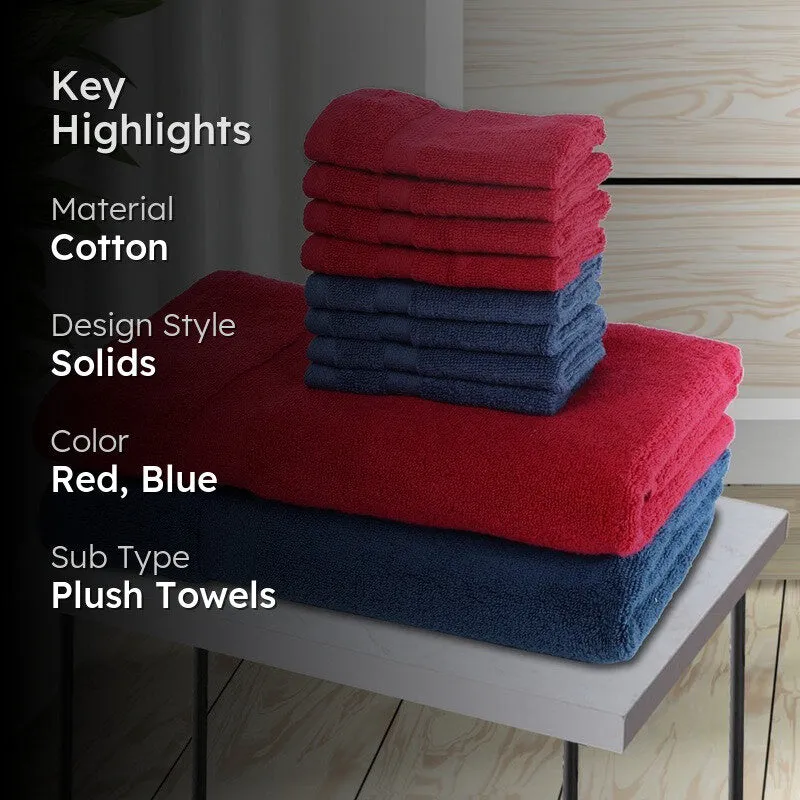 Elysian Solids Towel Set (Red, Blue) - Ten Piece Set media 2