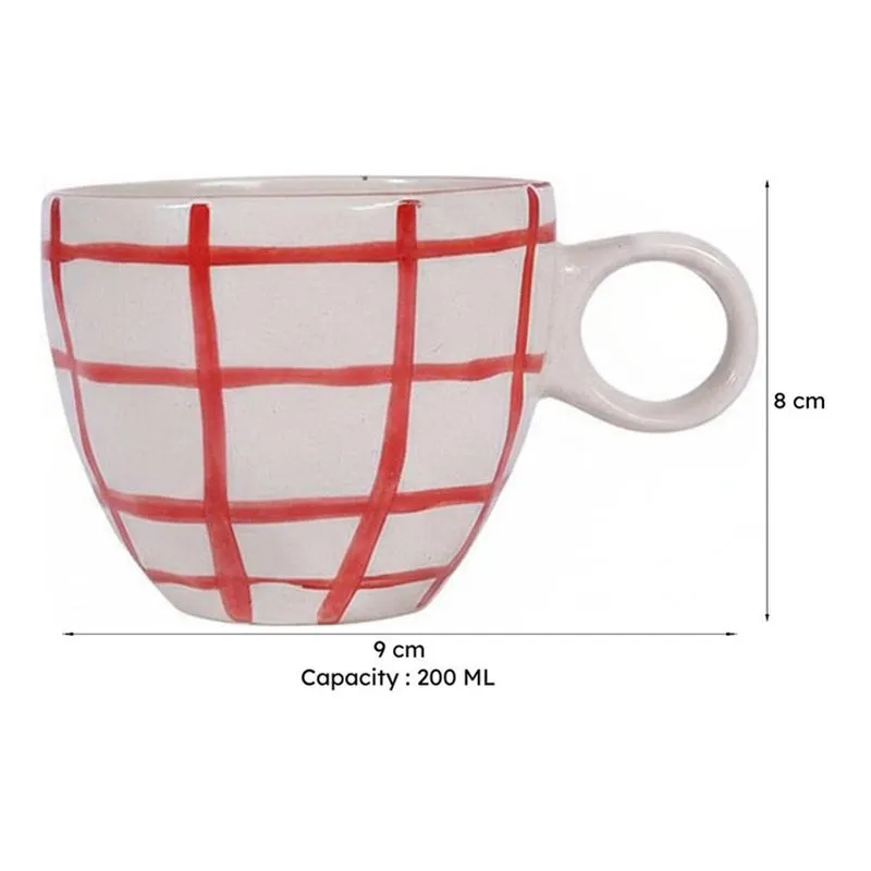 Riccardo Ceramic Tea Cup (200 mL) - Red,White media 6