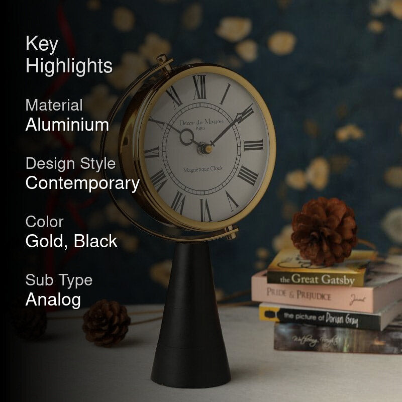 Tower Trove Aluminium Table Clock - Black media 2