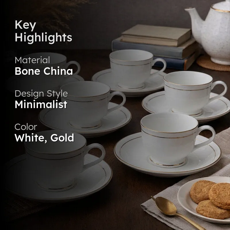 Echo Bone China Cup & Saucer (150 ML) - Twelve Piece Set media 2