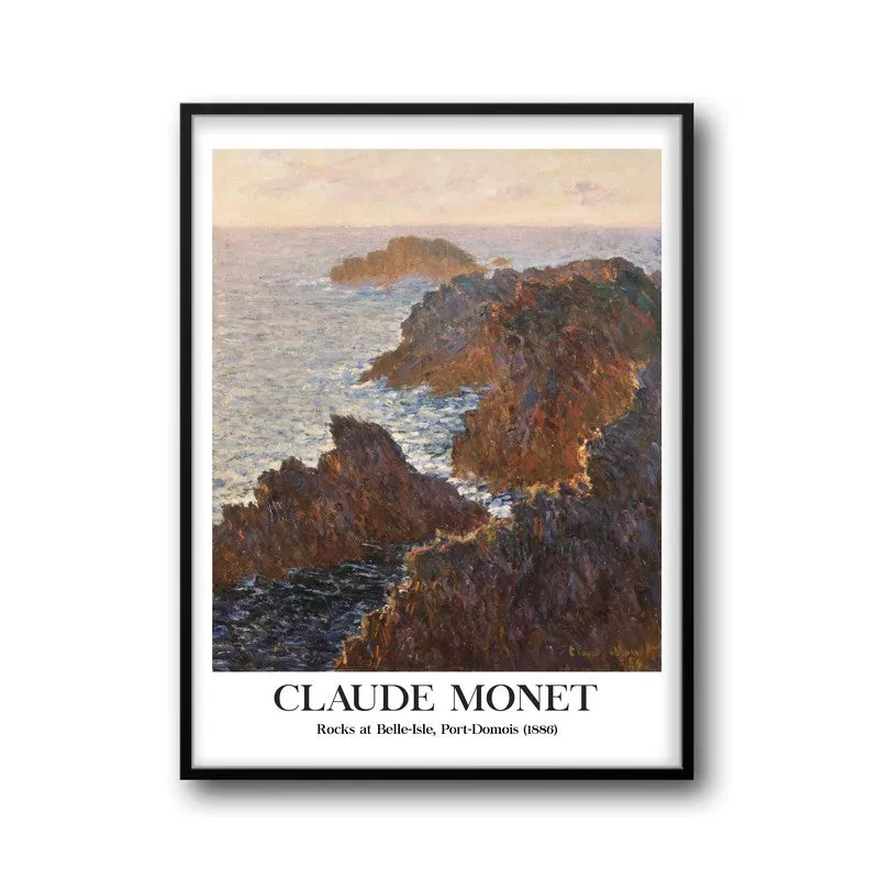 Rocks at Belle-lle Port-Domois Archival Canvas Wall Painting - Black Frame media 5