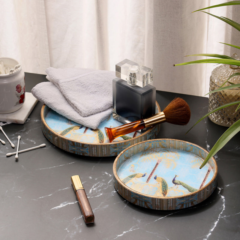 Mayurika Garden Wood Serving Tray (Round) - Set Of Two media 3