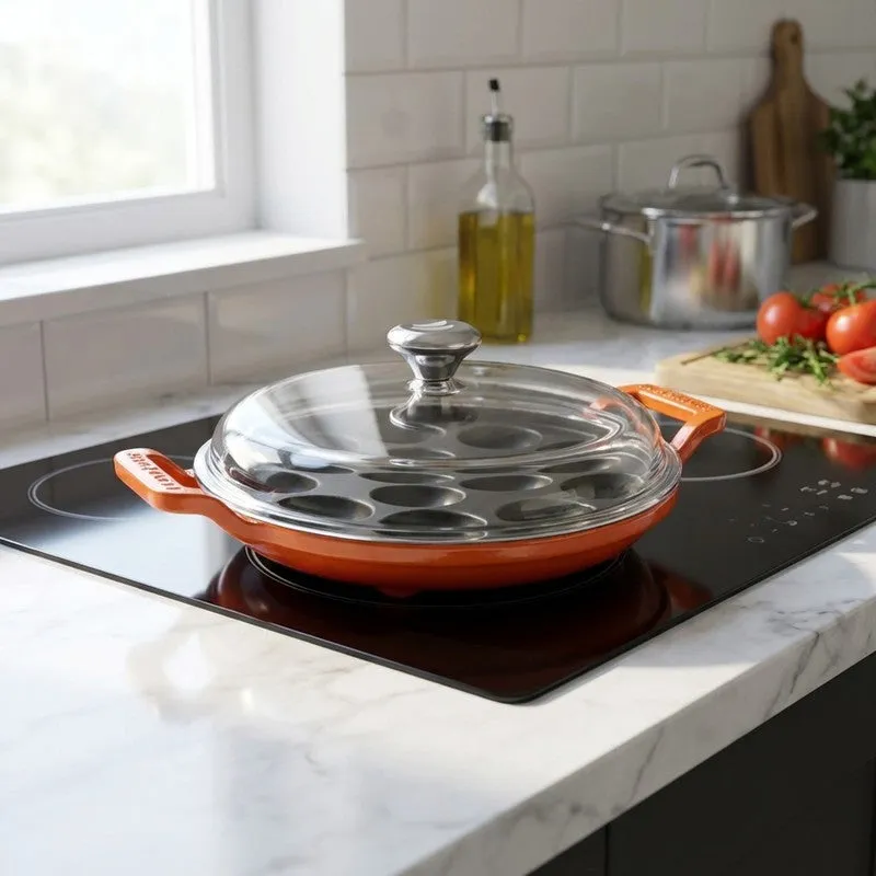 Cumin Co Enamel Cast Iron Paniyaram Pan - Rust media 1