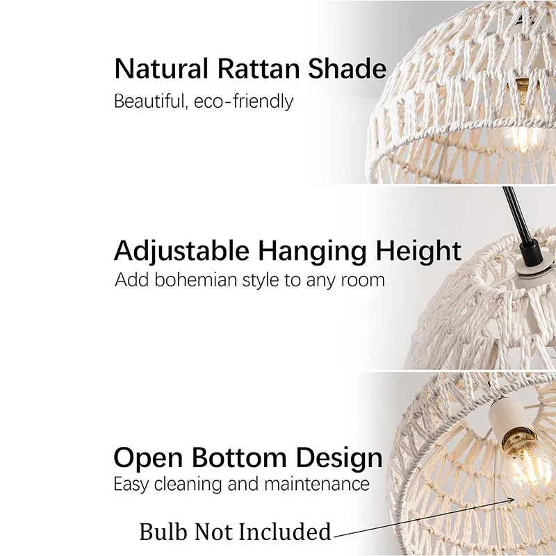 Lattice Long Rattan Ceiling Lamp - White media 4