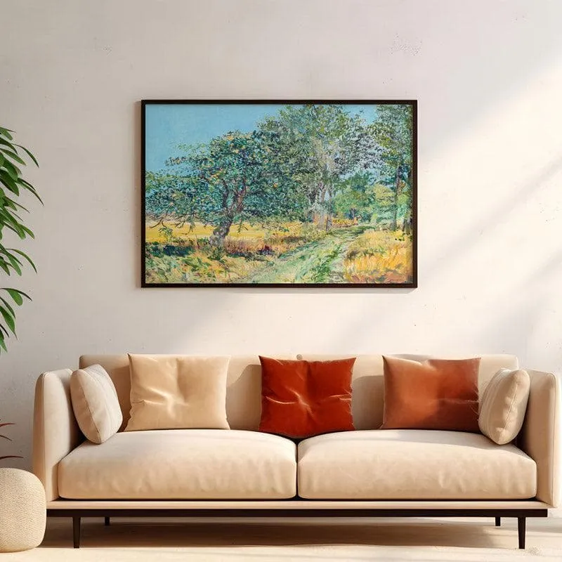 Vintage Style Rural Pathway Canvas Wall Painting - Black Frame media 4