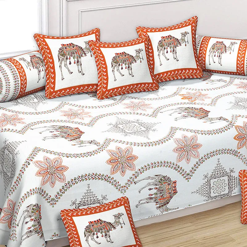 Ankaari Ethnic Cotton Diwan Set (Red) - Eight Piece Set media 3