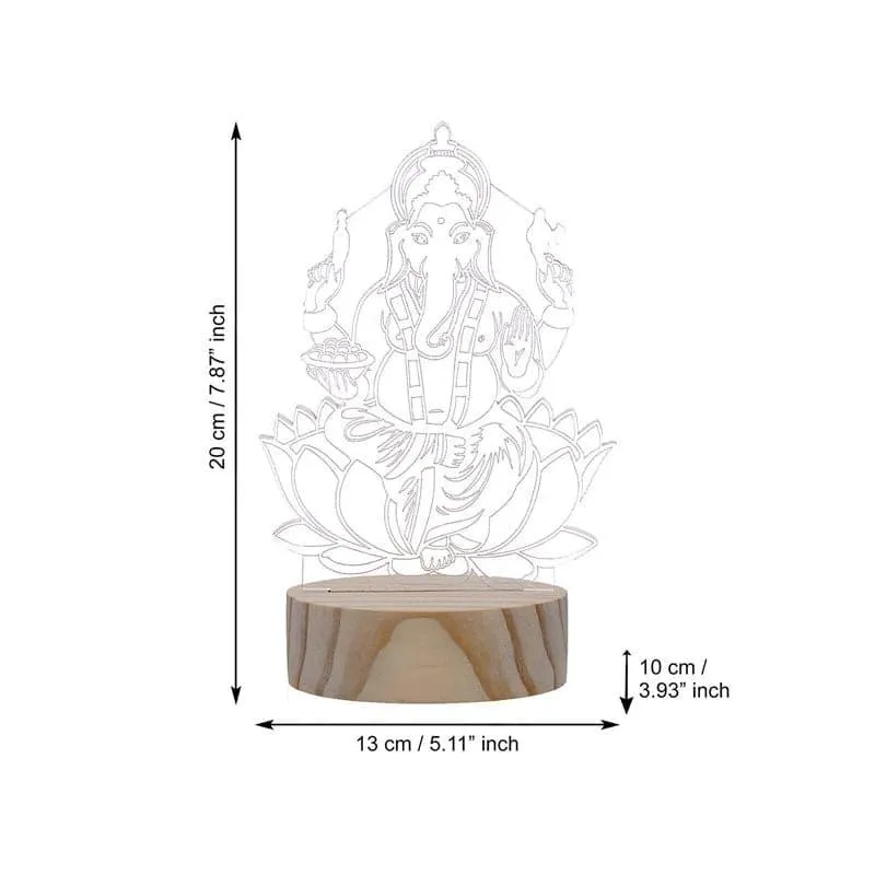 Lord Ganapati Luminance LED Acrylic Table Lamp - Brown media 6