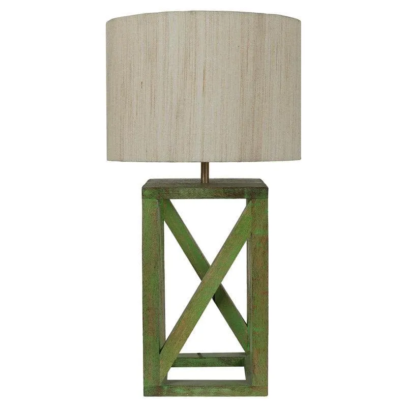 Echo Criss Cross Fabric Table Lamp - Beige,Green media 4
