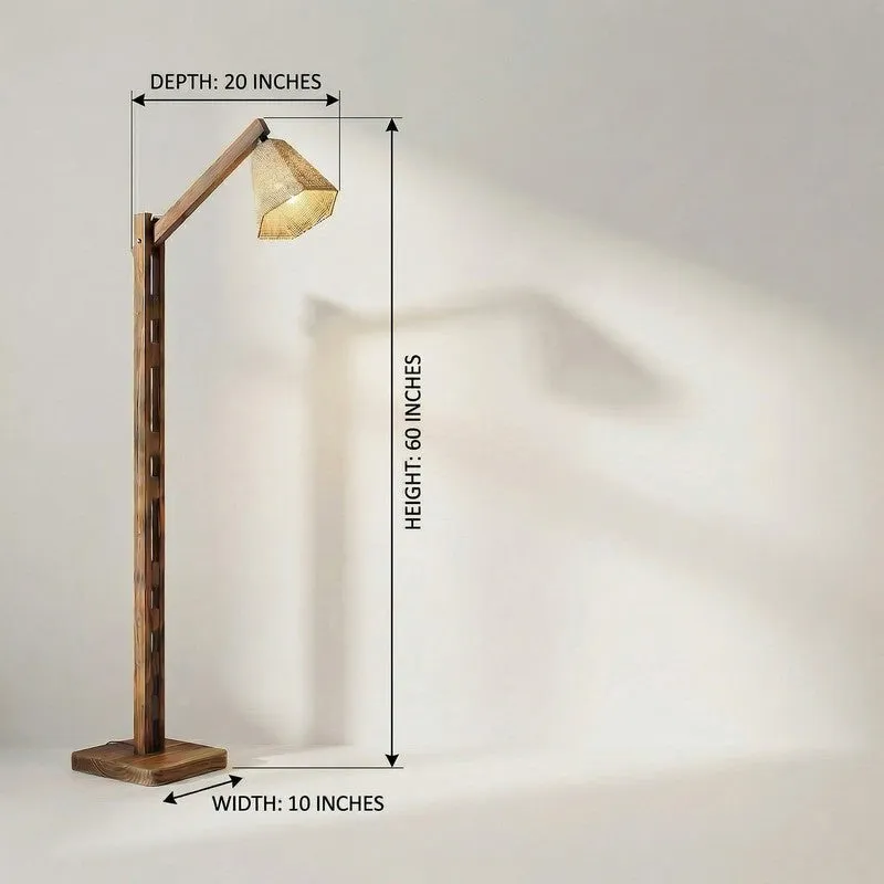 SereneGlow Wooden Floor Lamp - Brown media 10