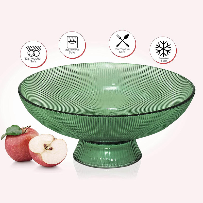 Ribbed Glass Fruit Bowls - Green media 6