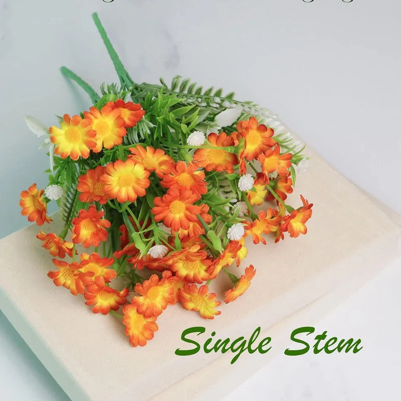 Bit-Daisy Silk Artificial Flowers Stick - Orange & Yellow media 4