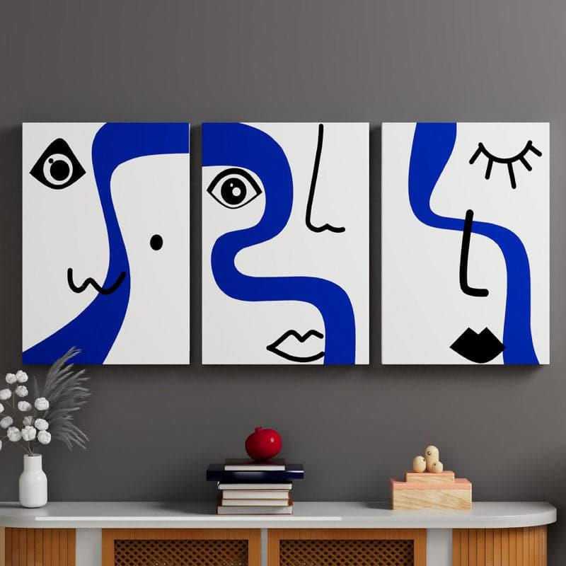 Feminine Face Wall Painting - Set Of Three