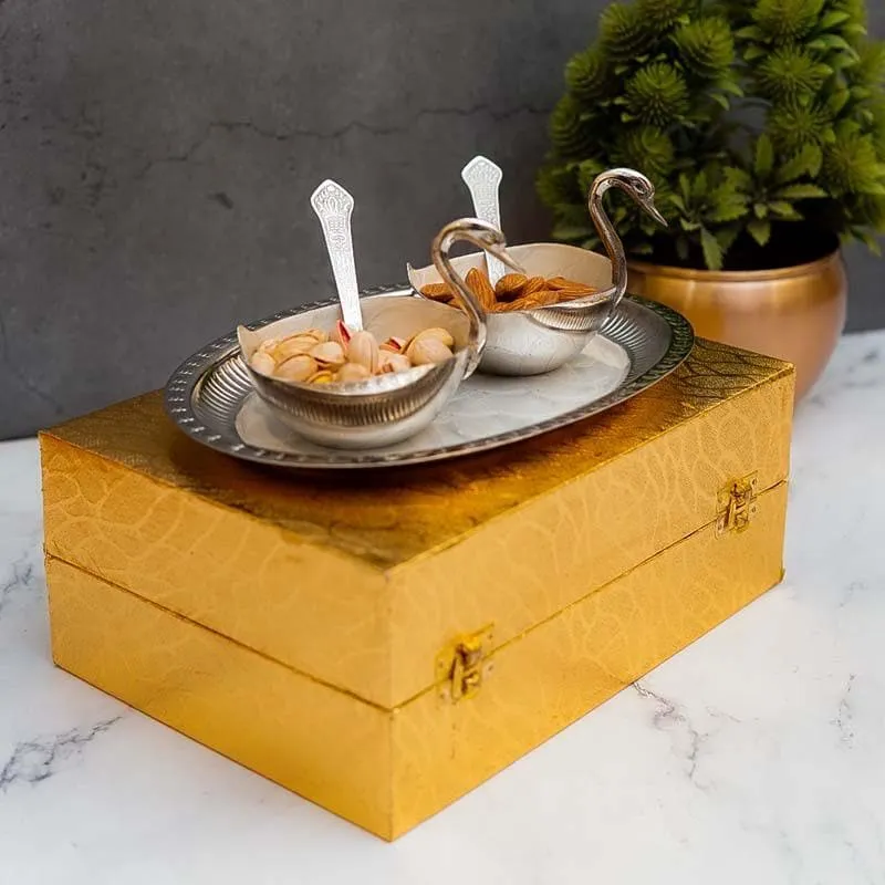 Gleaming Golden Bowl & Tray - Silver media 3