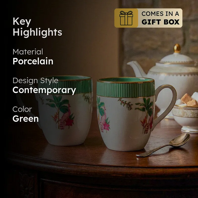 Gilded Mayura Coupe 24k Gold Brushed Porcelain Coffee Mug(280 mL Each) - Set Of Four media 2