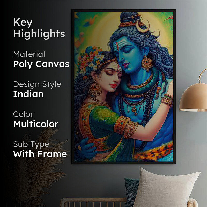 Shiva Shakthi Wall Painting With Frame media 2