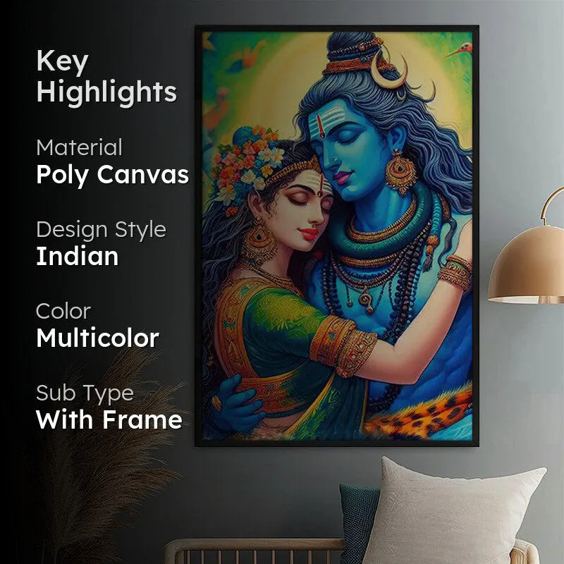 Shiva Shakthi Wall Painting With Frame media 2