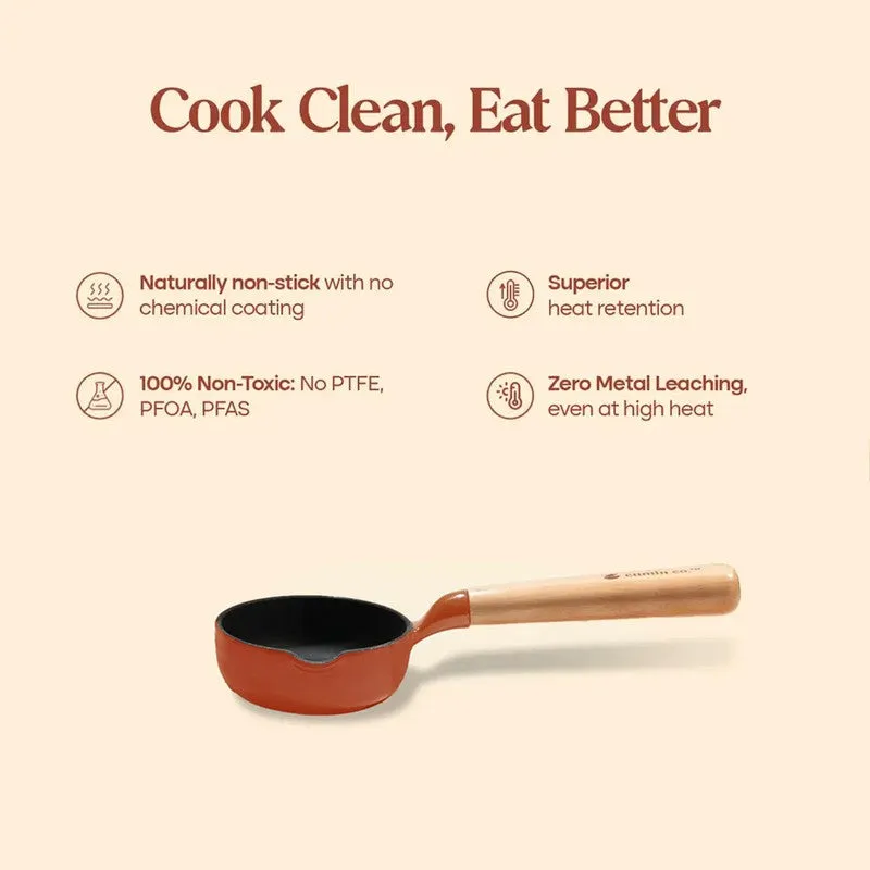 Cumin Co Enamel Cast Iron Tadka Pan (250 mL) - Rust media 8