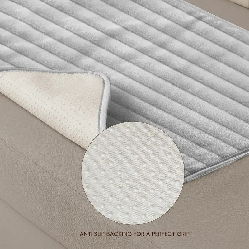 Urban Space Linear Quilted Cotton Sofa Cover - Light Grey media 4
