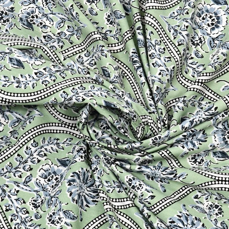 Rangly Cotton Bedsheet (Green,Blue) - 240 TC media 6