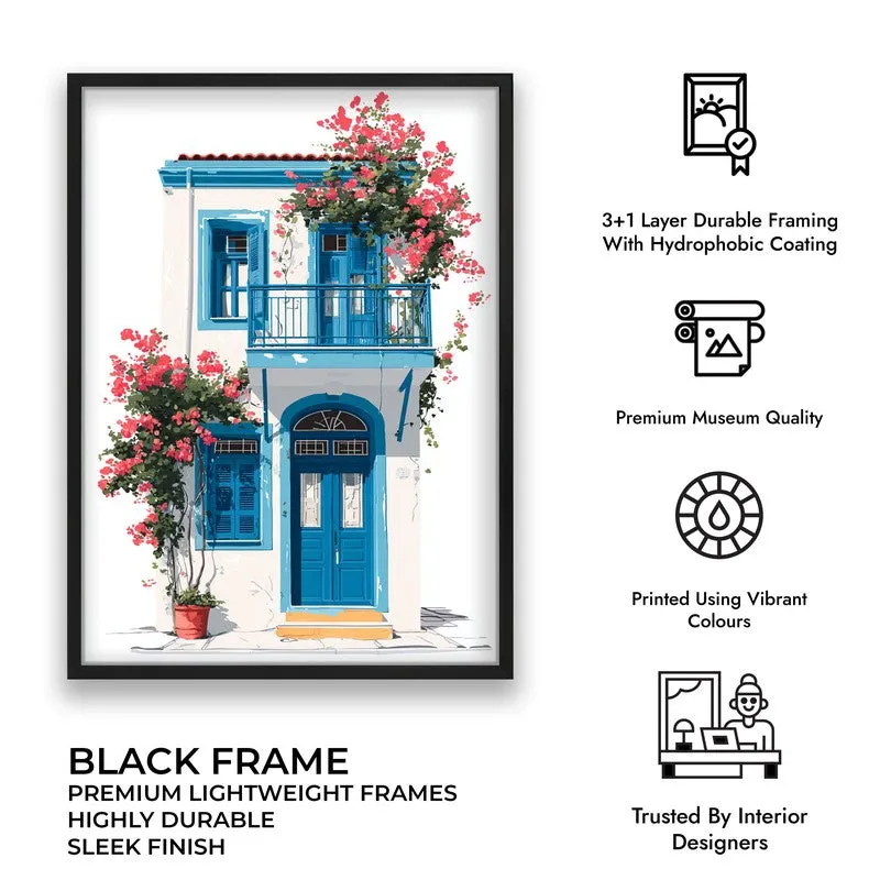 Window Shutters Canvas Wall Painting - Black Frame media 9