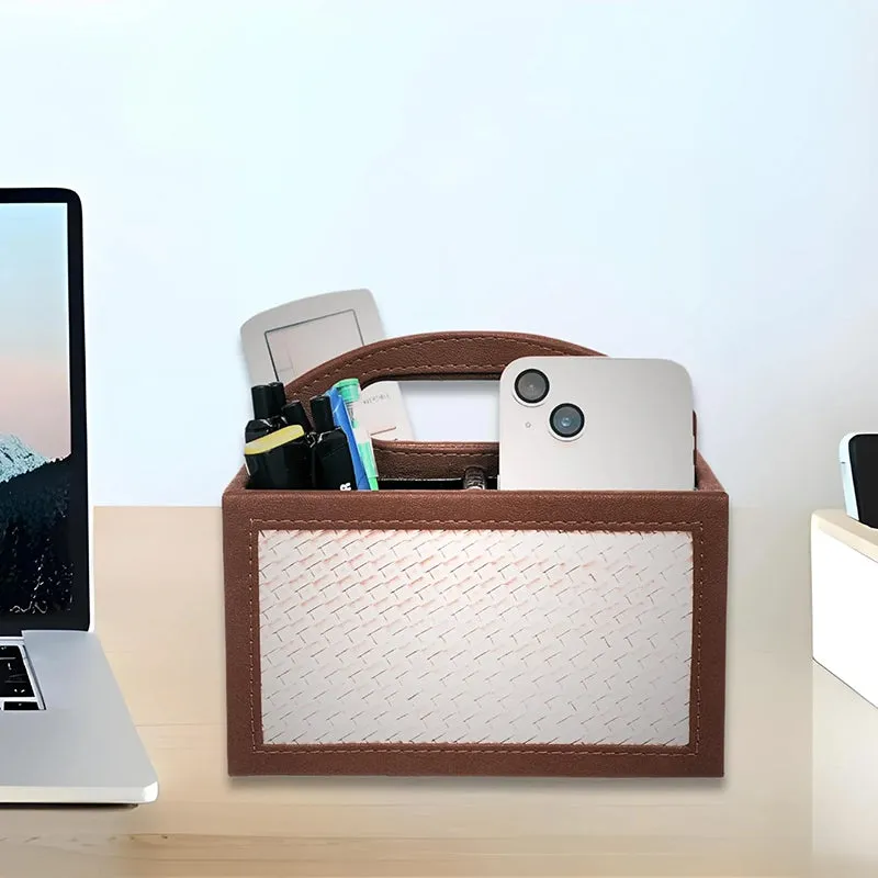 Savene Faux Leather Desk Organiser - Brown media 4
