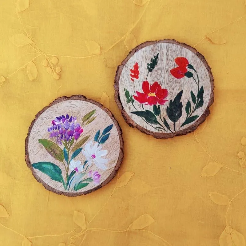 Medusa Flora Handpainted Coaster -  Set Of Two media 4