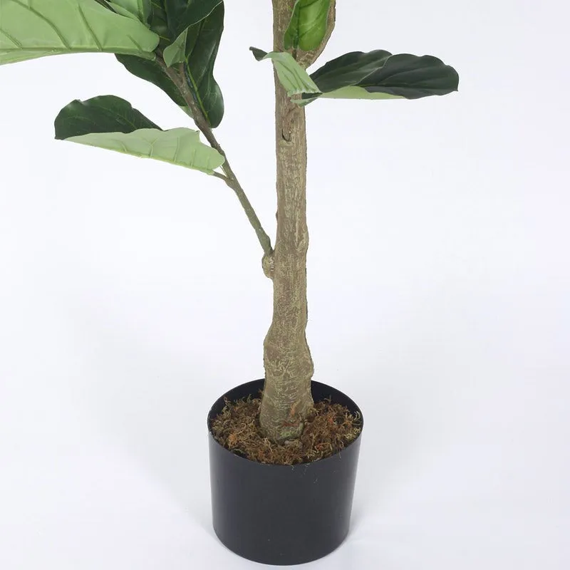 Faux Realtouch Green Fiddle Leaf Fig Tree With Black Plastic Pot - 3.9 Feet media 6