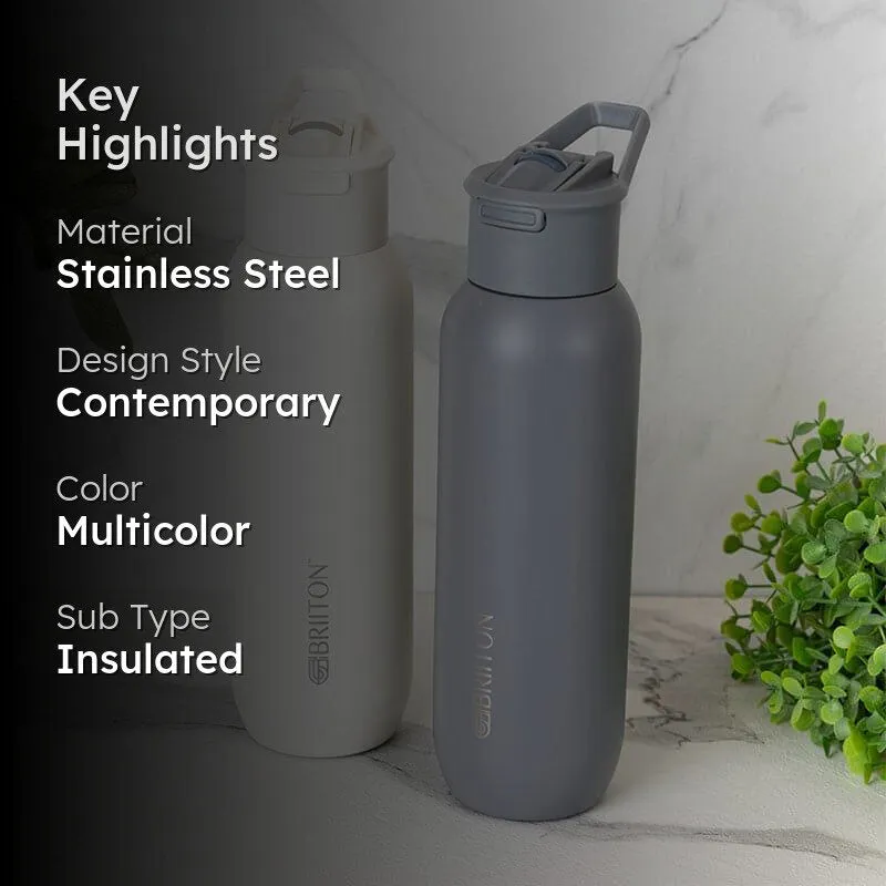 Sleek Sip Hot & Cold Thermos Water Bottle (White & Grey, 630 mL Each) - Set Of Two media 2