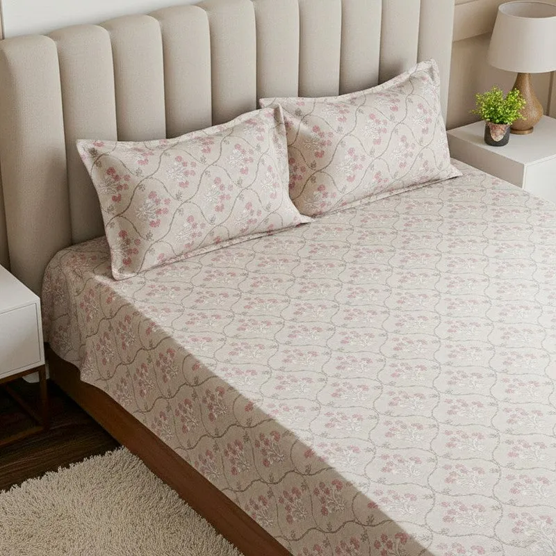 Rajsi Floral Cotton Bedsheet (Grey) - 200 TC media 3