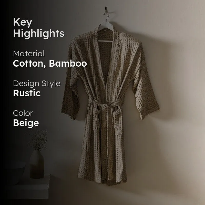 RelaxaWrap Bamboo Coton Bath Robe - Beige media 2