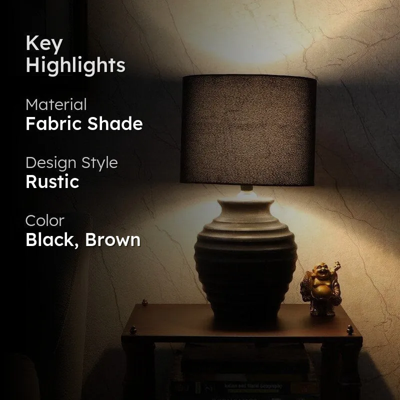 Bisara Palmer Fabric Table Lamp - Black,Brown media 2