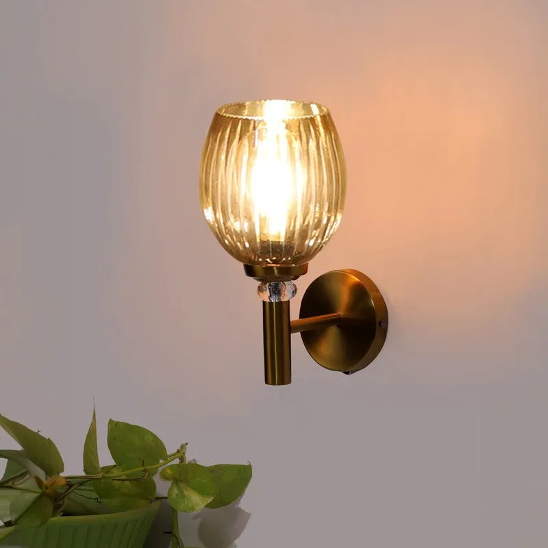 Warm Amber Golden Base Glass Wall Lamp media 4