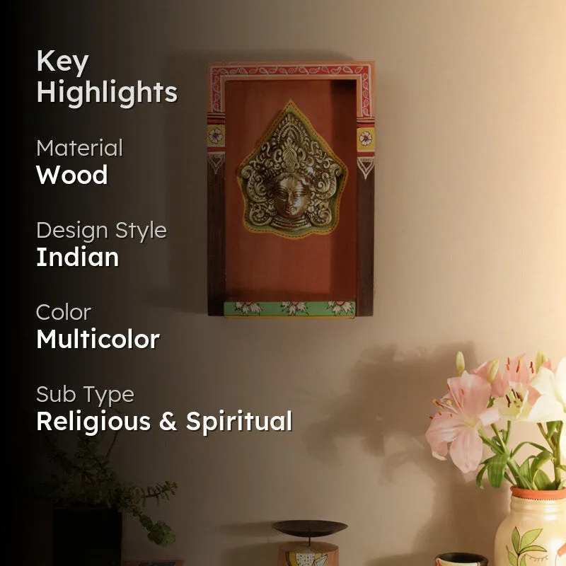 Brass Vishnu Sculpture Wooden Wall Accent media 2
