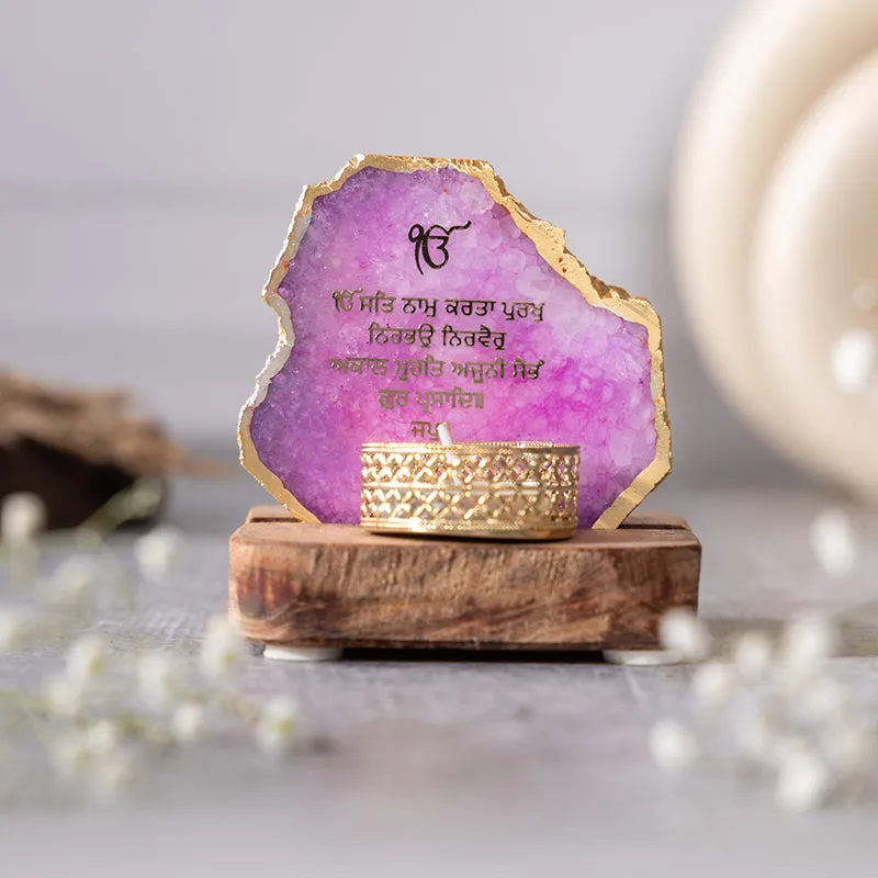 Agate Onkar Mantra Tea Light Holder - Pink media 3