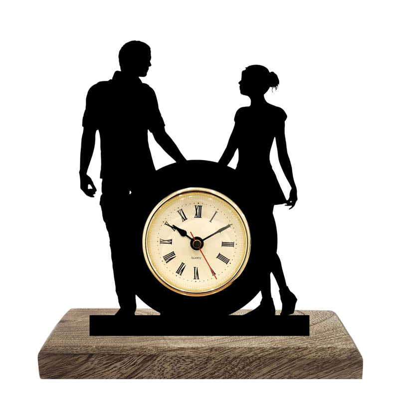 Timeless Romance Iron & Mango Wood Table Clock media 3
