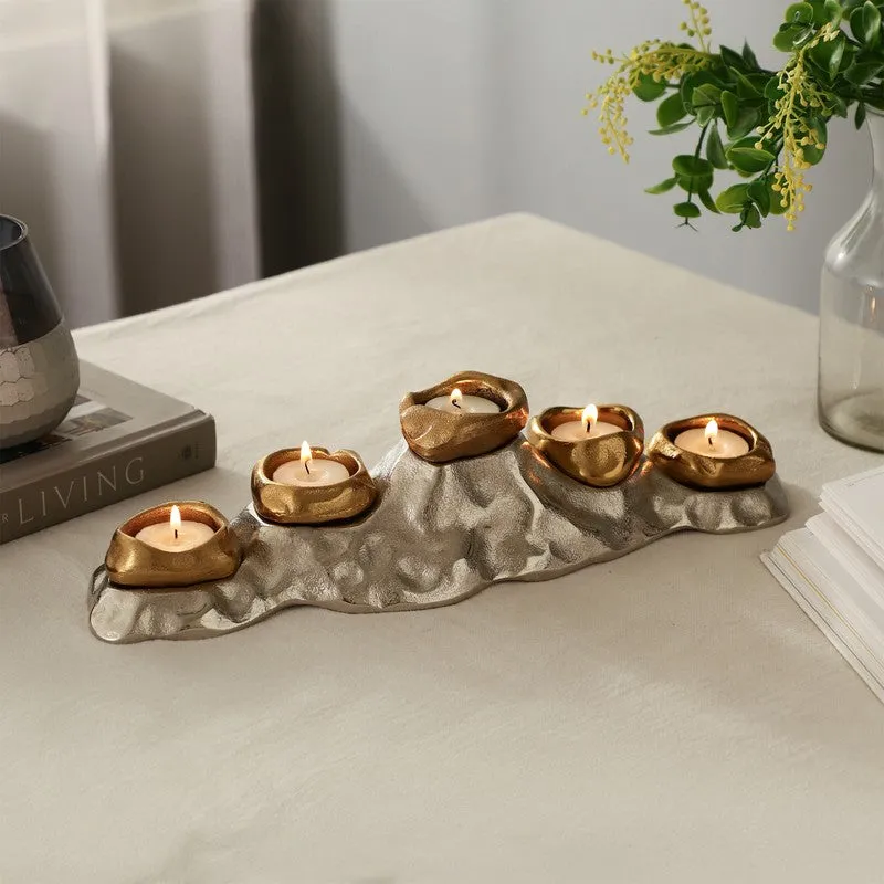 Modern Floral Candle Holder - Gold media 1